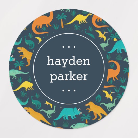 Étiquettes Nom d'enfant du Motif Dinosaure de couleur mignonn (Design 2)