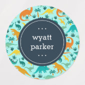 Étiquettes Nom d'enfant du Motif Dinosaure de couleur mignonn (Design 1)