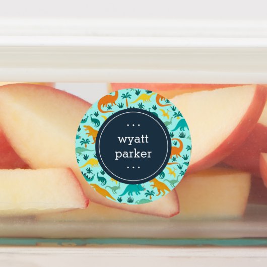 Étiquettes Nom d'enfant du Motif Dinosaure de couleur mignonn (Apposé)