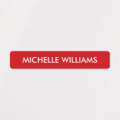 Étiquettes Nom d'enfant simple rouge et blanc (Design 1)