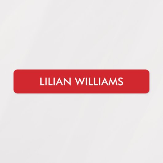 Étiquettes Nom d'enfant simple rouge et blanc (Design 4)
