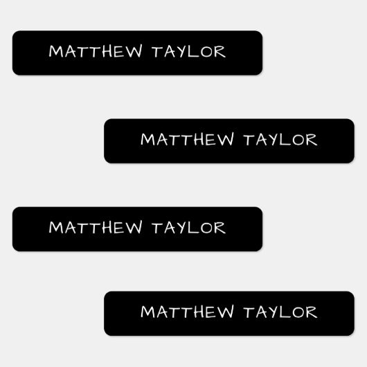 Étiquettes Nom d'imperméable adhésif personnalisé noir (Groupe)