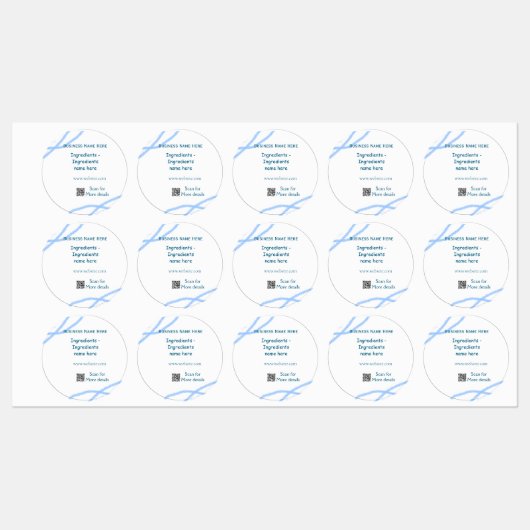Étiquettes Nom d'ingrédient ajouter nom d'entreprise site Web (Feuille)