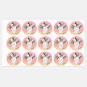 Étiquettes Nom du lapin à fleurs mignonne rose pastel (Feuille)