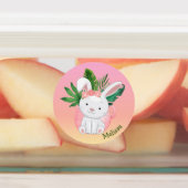 Étiquettes Nom du lapin à fleurs mignonne rose pastel (Apposé)
