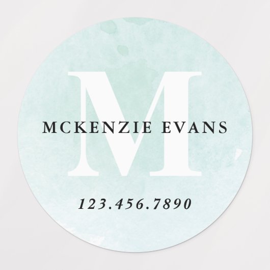 Étiquettes Nom du monogramme aquarelle (Design 1)