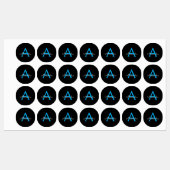 Étiquettes Nom du monogramme de la fille en noir bleu (Feuille)