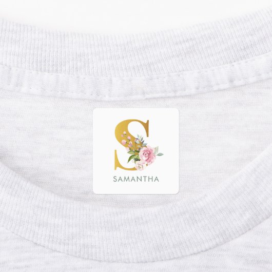 Étiquettes Nom du monogramme Fer de verdure fleurie sur vêtem (Apposé)