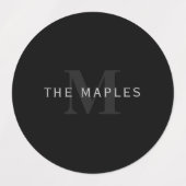 Étiquettes Nom et monogramme modernes | Gris et noir (Design 2)