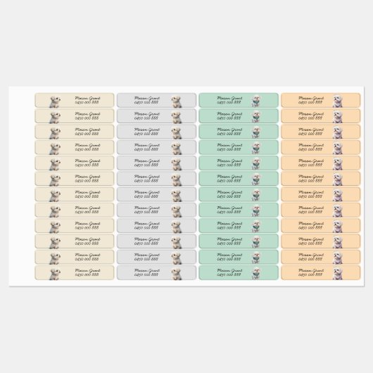 Étiquettes nom et numéro de téléphone personnalisés du chiot (Feuille)