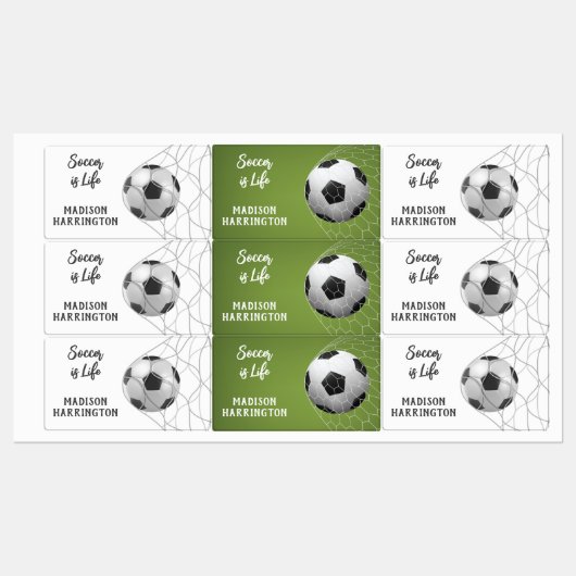 Étiquettes Nom et texte personnalisés Soccer But (Feuille)