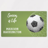 Étiquettes Nom et texte personnalisés Soccer But (Design 2)