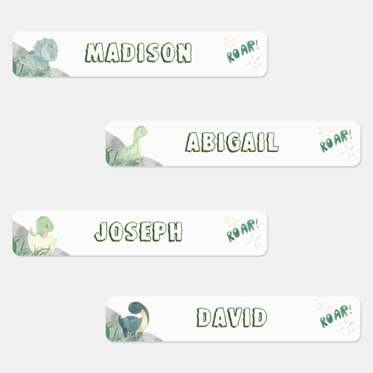 Étiquettes Nom étanche Cute Dinosaur Jeu 2 (Groupe)