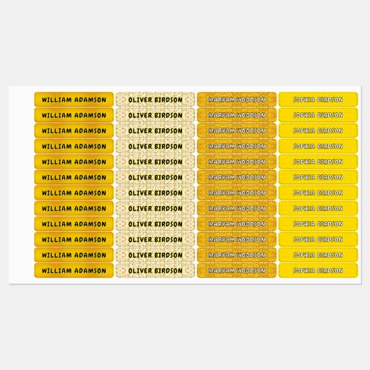 Étiquettes Nom long étanche Gold | Vêtements De Luxe (Feuille)