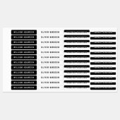 Étiquettes Nom long noir et blanc | Vêtements imperméables (Feuille)