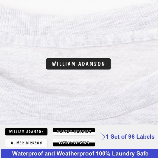 Étiquettes Nom long noir et blanc | Vêtements imperméables