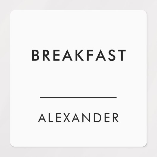Étiquettes Nom minimal de la préparation de repas blanc noir (Design 1)