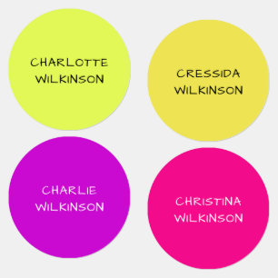 Étiquettes Nom moderne personnalisé violet rose jaune