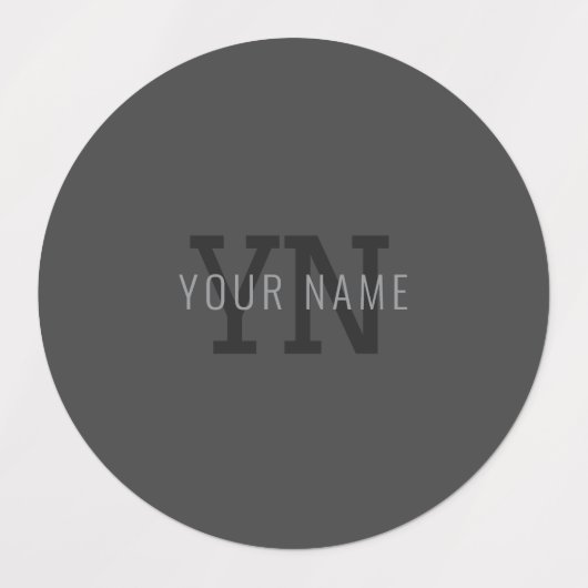 Étiquettes Nom monographique moderne gris foncé (ou autre tex (Design 1)
