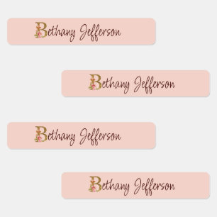 Étiquettes Nom personnalisé Blush Rose dorée Lettre B