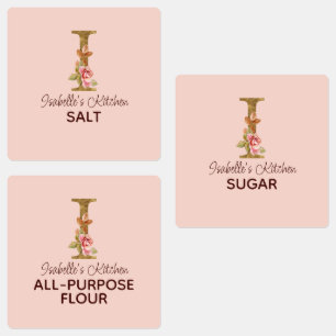 Étiquettes Nom personnalisé Lettre I Gold Blush Rose Roses Pa