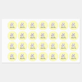 Étiquettes Nom personnalisé mignon chat blanc sur jaune (Feuille)