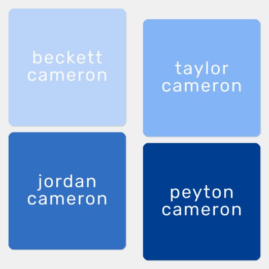 Étiquettes Nom sur le fer bleu sur les vêtements (Groupe)