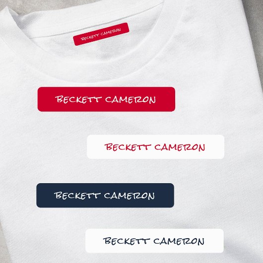 Étiquettes Nom sur rouge blanc bleu adhésif imperméable