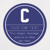 Étiquettes Nom unique et Modèle monographique | Bleu Marine (Design 2)