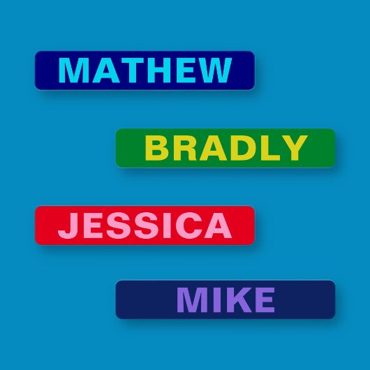 Étiquettes Noms en gras sur plusieurs couleurs imperméables