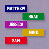 Étiquettes Noms étanches blancs sur plusieurs couleurs