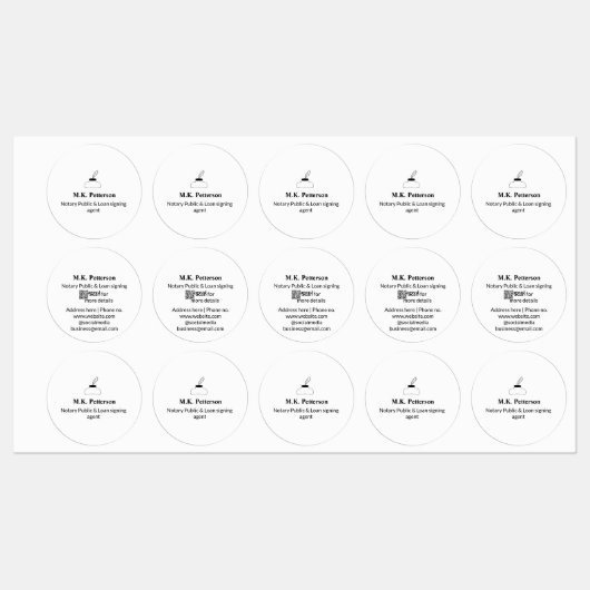 Étiquettes notaire agent signataire de prêt public ajouter le (Feuille)