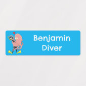 Étiquettes Octopus embrasse plongée dessin animé humour perso (Design 2)