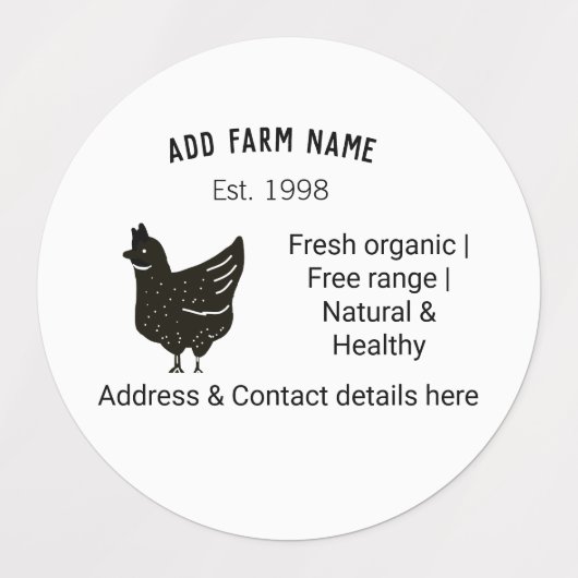 Étiquettes OEufs de poulet fermier ajouter nom année adresse  (Design 2)