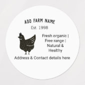 Étiquettes OEufs de poulet fermier ajouter nom année adresse  (Design 1)