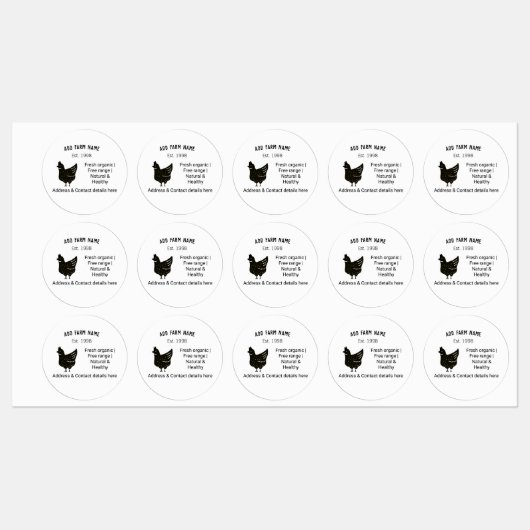 Étiquettes OEufs de poulet fermier ajouter nom année adresse  (Feuille)