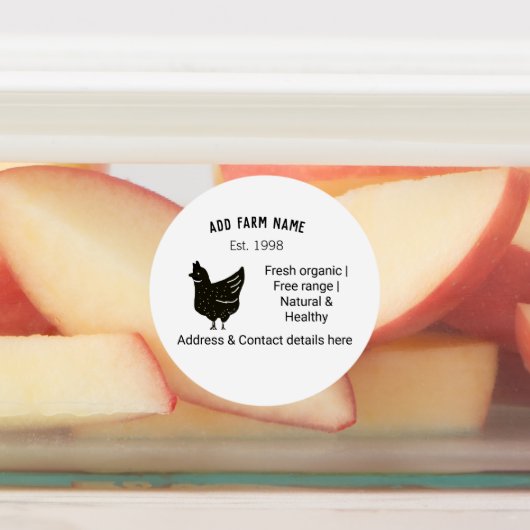 Étiquettes OEufs de poulet fermier ajouter nom année adresse  (Apposé)