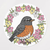 Étiquettes Oiseau Du Connecticut Mignonne Avec Mirabilis (Design 1)