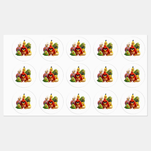 Étiquettes Oiseaux anagraires multicolores (Feuille)