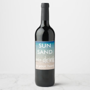 Étiquettes orientés de bouteille de vin de plage
