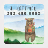 Étiquettes Ours aquarelle | Ajouter Votre Nom Enfants (Design 1)