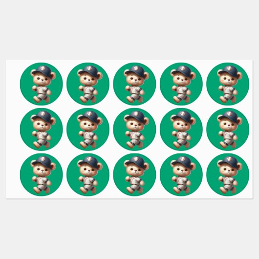 Étiquettes Ours de baseball 1 (Feuille)