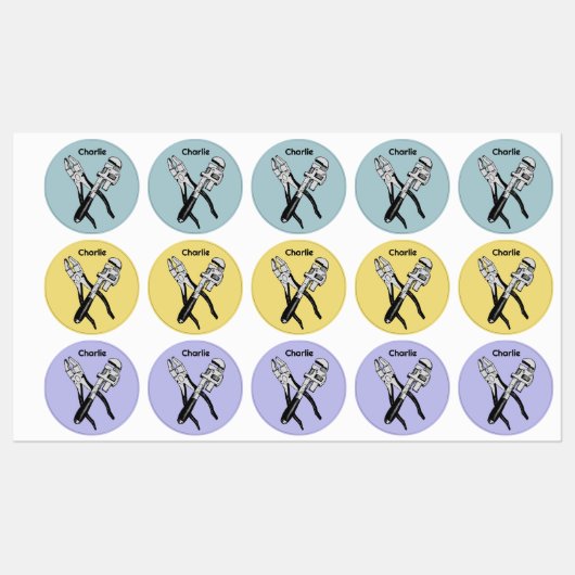 Étiquettes OUTILS de nom et de couleur personnalisés (Feuille)