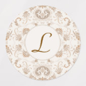 Étiquettes Paisley en Beige esthétique moderne Tan Brown Init (Design 1)