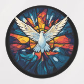 Étiquettes Paix sur Terre Vitrail Dove Conception de Noël (Design 1)