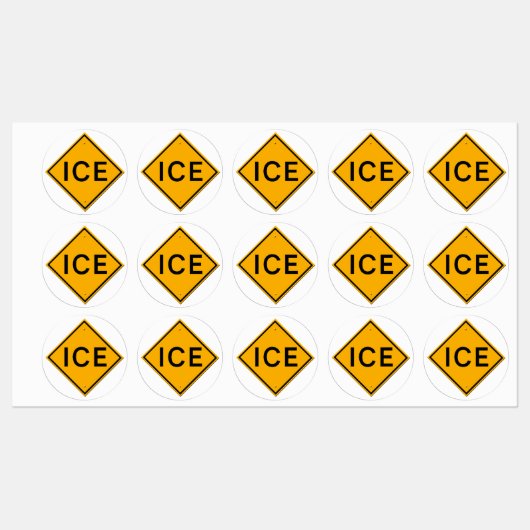 Étiquettes Panneau d'avertissement GLACE (Feuille)