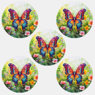 Étiquettes Papillon bleu orange ailes Vêtements