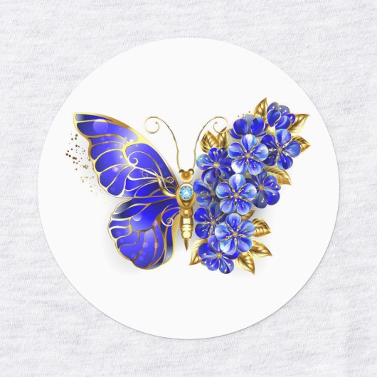 Étiquettes Papillon saphir à fleurs (Design 1)