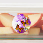 Étiquettes Papillons Monarque sur Arrière - plan pourpre (Apposé)