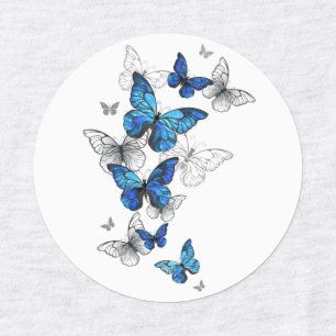 Étiquettes Papillons volants bleus Morpho